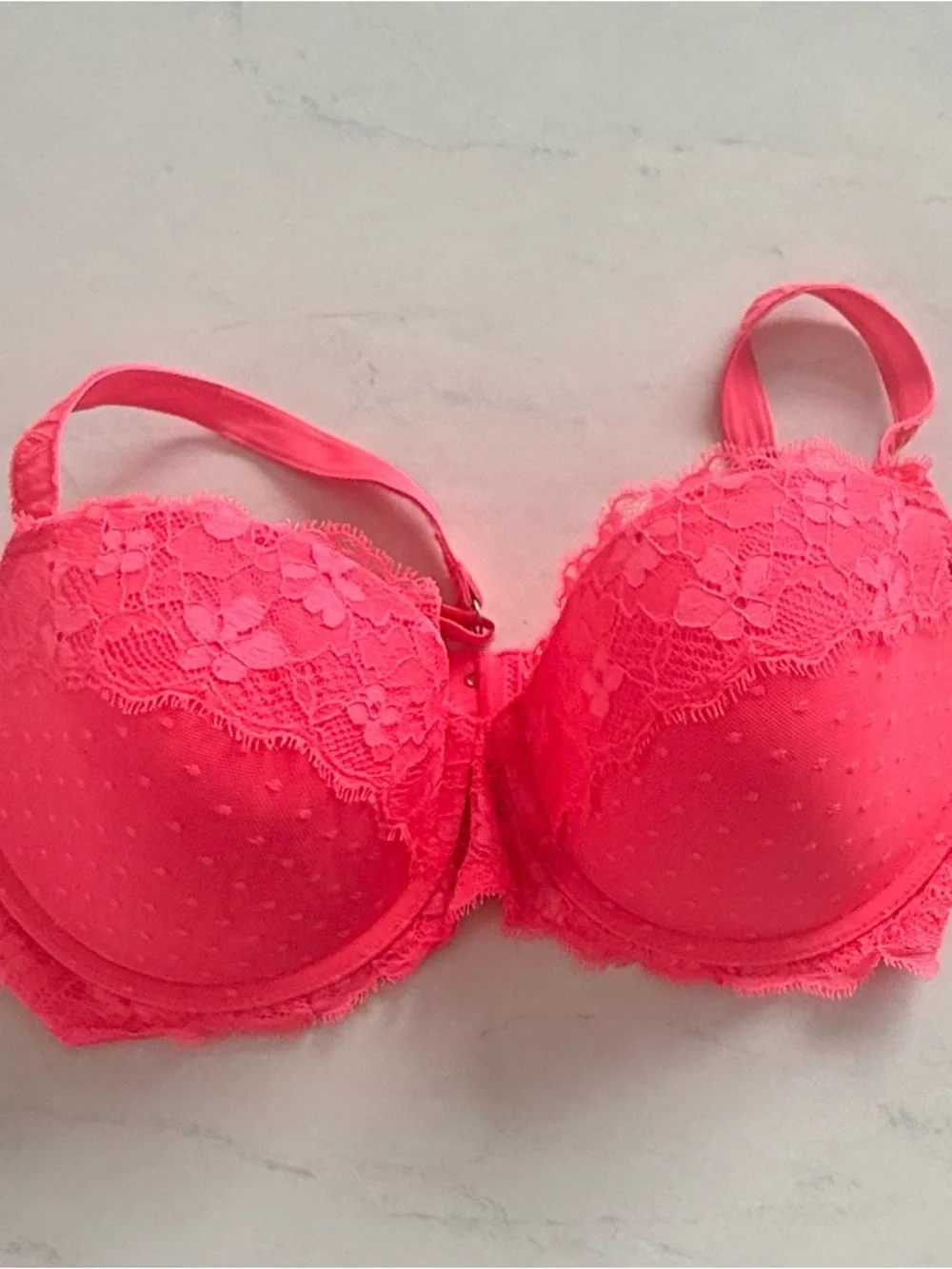 Victoria's Secret Pink Lace Underwire Bra Push Up 34DD - Picture 2 of 8